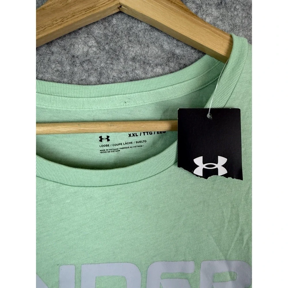 Under Armour Tshirt Men's 2XL Mint Green‎ Shortsleeve Graphic Logo Casual Adult